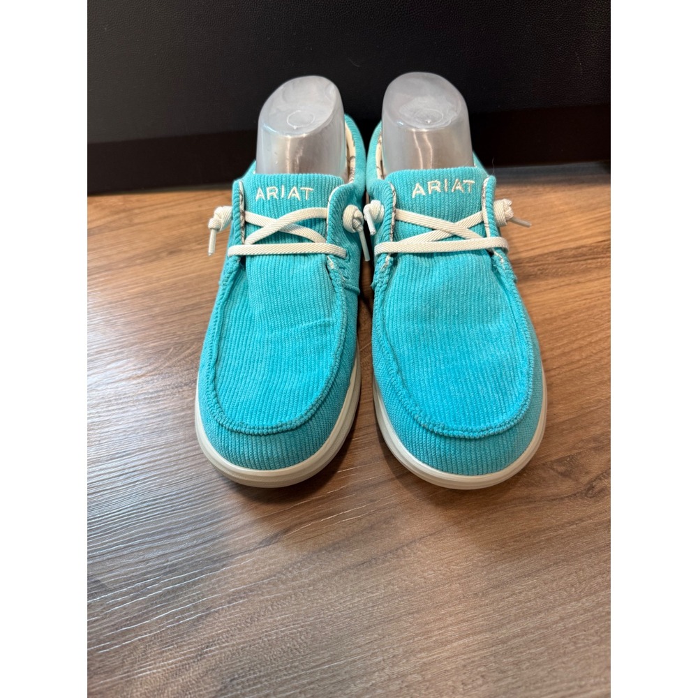 Ariat Hilo Turquoise Blue Corduroy Loafers Moc Toe Slip On Shoes Womens Size 10B - Picture 2 of 13